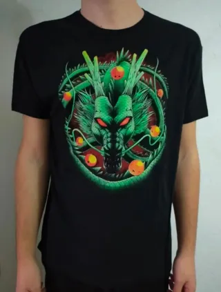 2 CAMISETAS NEGRAS - SHENRON + MAESTRO ROSHI // XL