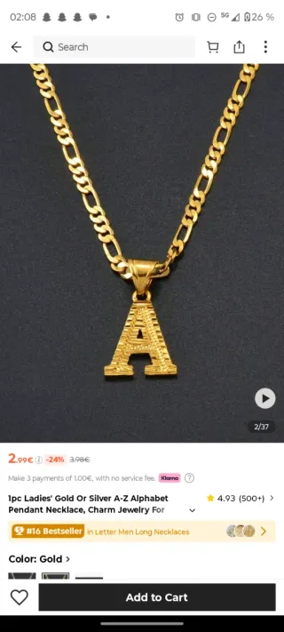 Colgantes de oro con iniciales