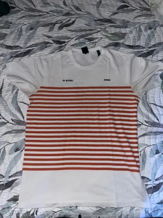 Camiseta G-Star RAW Rayas Rojas y Blancas