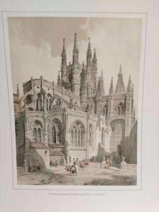 Cinco reproducciones de litografías de la Catedral de Burgos.