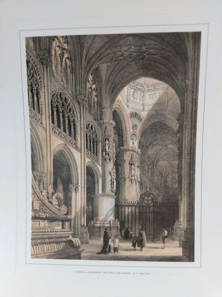 Cinco reproducciones de litografías de la Catedral de Burgos.