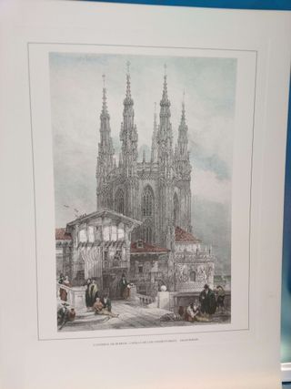 Cinco reproducciones de litografías de la Catedral de Burgos.