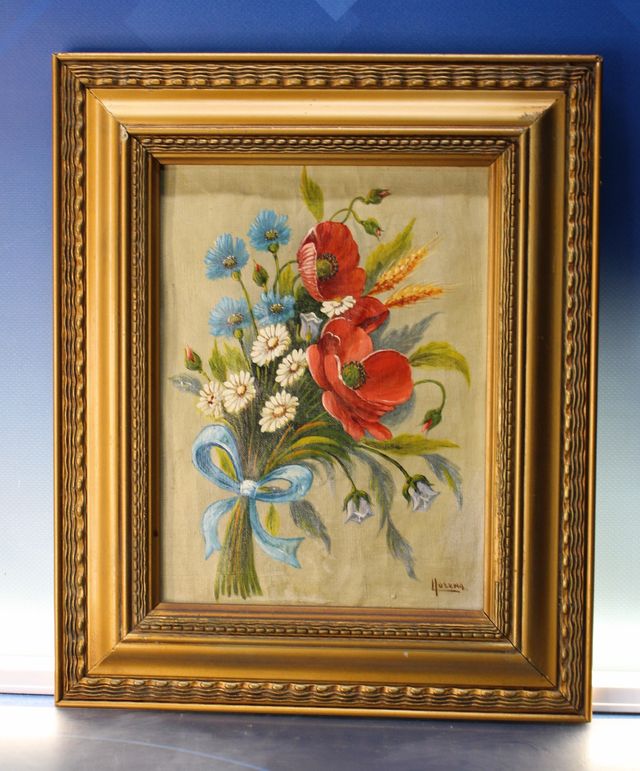 Bouquets, flores óleo sobre cartón. Llorens.