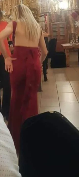 Vestido grena largo 38-40 elástico