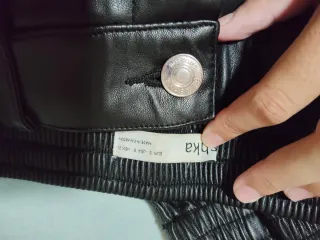 Pantalones Cuero Negro Bershka Cargo