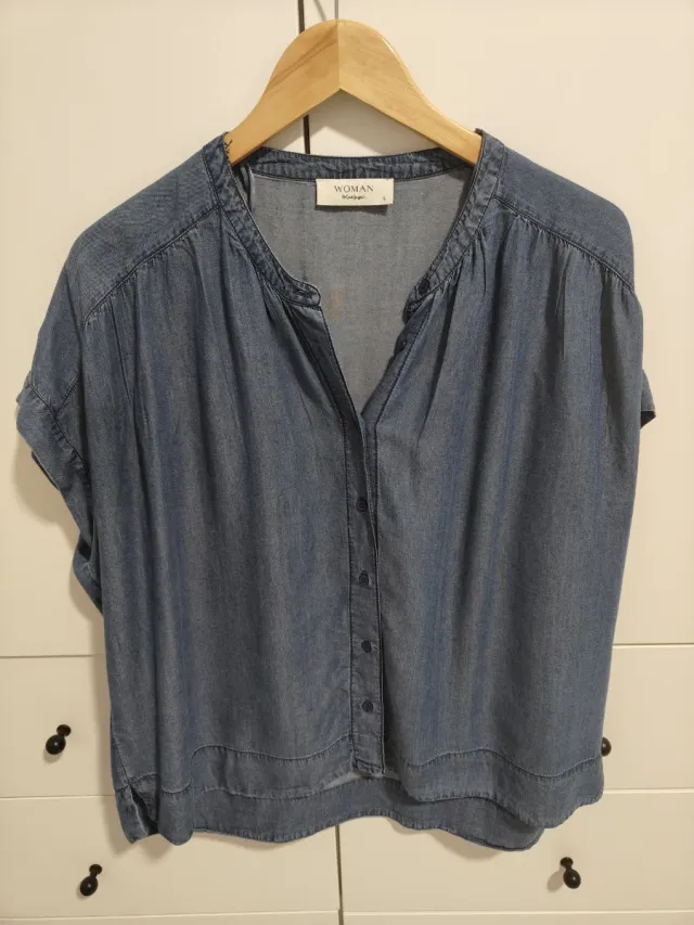 Camisa vaquera manga corta Woman solo envio