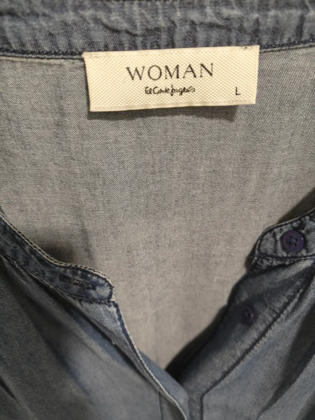 Camisa vaquera manga corta Woman solo envio