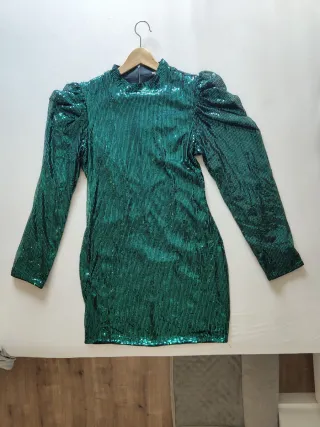 Vestido fiesta lentejuelas verde