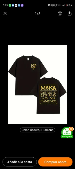 Camiseta Maka Negra y Dorada