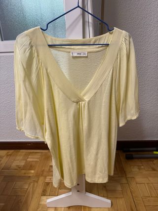Camiseta Mango Talla L Amarilla