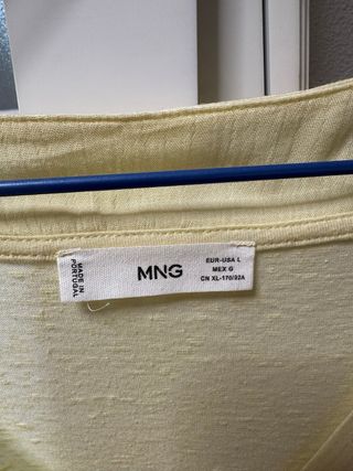 Camiseta Mango Talla L Amarilla