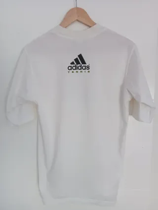 Camiseta RETRO Adidas Blanca Logo Tenis
