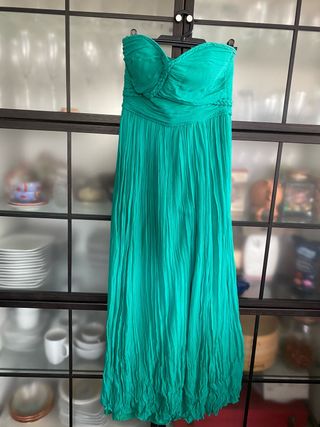 Vestido largo fiesta verde esmeralda