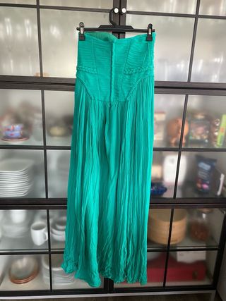 Vestido largo fiesta verde esmeralda