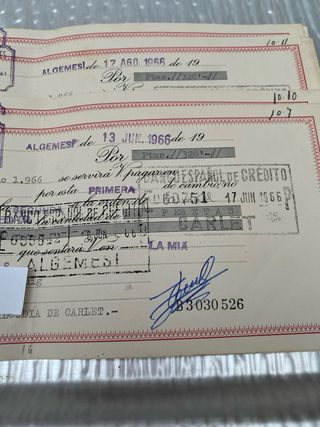 Letras de Cambio 1966 (2 unidades)