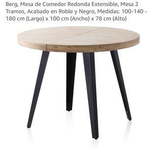 Mesa redonda extensible madera y metal