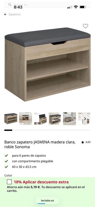 Banco zapatero JASMINA madera clara