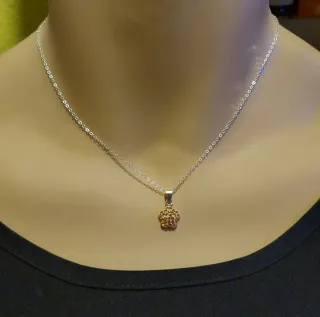 Conjunto joyería flor plata 40 cm