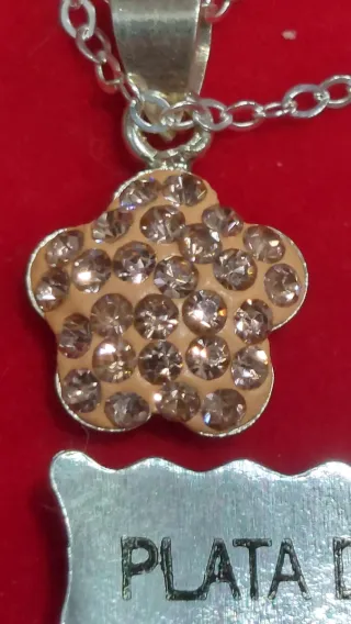 Conjunto joyería flor plata 40 cm