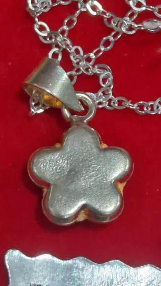Conjunto joyería flor plata 40 cm