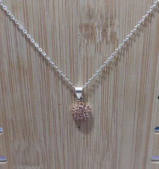 Conjunto joyería flor plata 40 cm