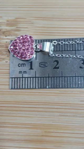 Collar Corazón Rosa Plata 925 40cm