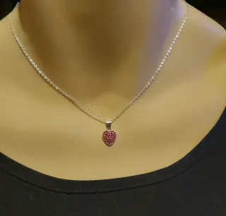 Collar Corazón Rosa Plata 925 40cm