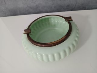 Posacenere Ceramica Verde e Ottone London Old