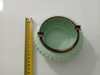 Posacenere Ceramica Verde e Ottone London Old