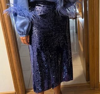 Falda Purificación García Lentejuelas Azul