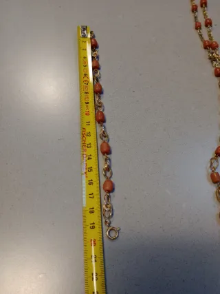 Conjunto Oro 18k Collar y Pulsera Coral