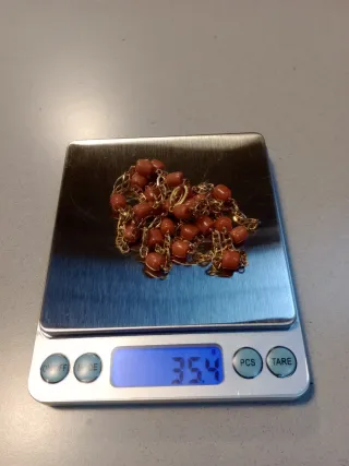 Conjunto Oro 18k Collar y Pulsera Coral