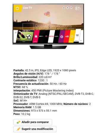 TV LG 43 LF630V Full HDy CHROMECAST