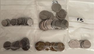 Lote 61 monedas antiguas francos franceses