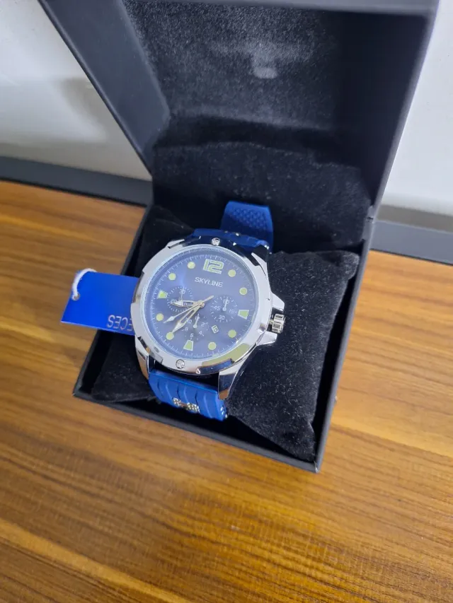 Reloj SKYLINE Azul y Plateado
