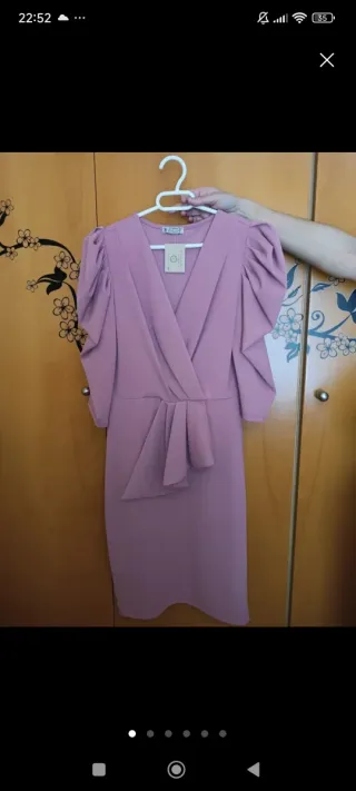 Vestido rosa ceremonia mujer