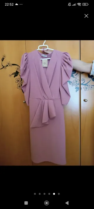 Vestido rosa ceremonia mujer