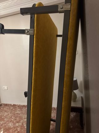 Somier tapizado gris y amarillo 2 unidades