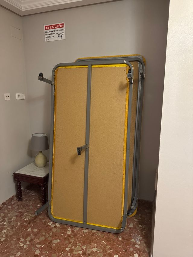 Somier tapizado gris y amarillo 2 unidades