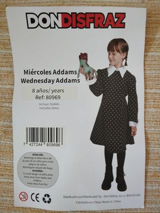 Disfraz Miércoles Addams Niña Talla 8