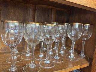 Set 18 Bicchieri Cristallo Bordati Oro