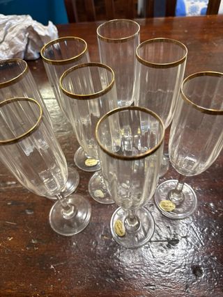 Set 18 Bicchieri Cristallo Bordati Oro