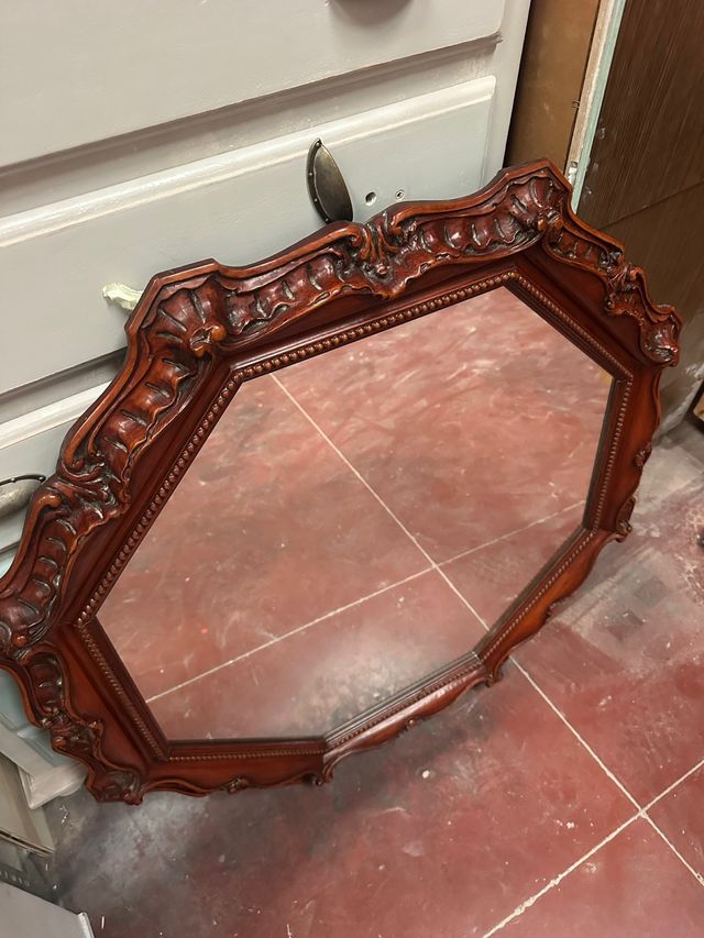 Espejo Octogonal Decorativo Madera Tallada