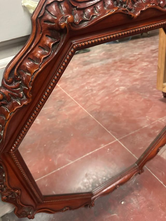 Espejo Octogonal Decorativo Madera Tallada