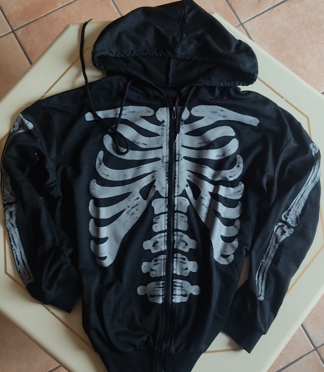 Felpa con cappuccio e zip scheletro donna