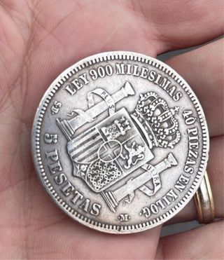 Moneda Plata 5 Pesetas Amadeo I