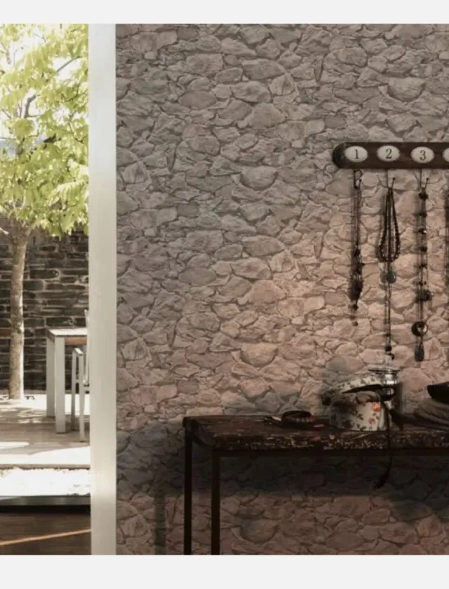 Carta da parati con texture in pietra grigia