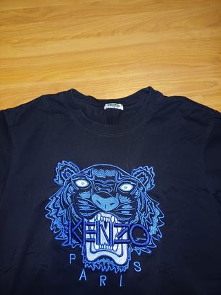 Camiseta Kenzo Negra Logo Tigre Azul