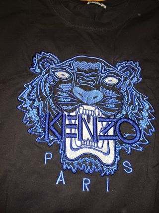 Camiseta Kenzo Negra Logo Tigre Azul
