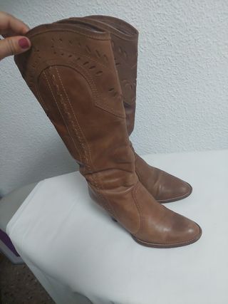 Botas altas Zara Piel Marrón